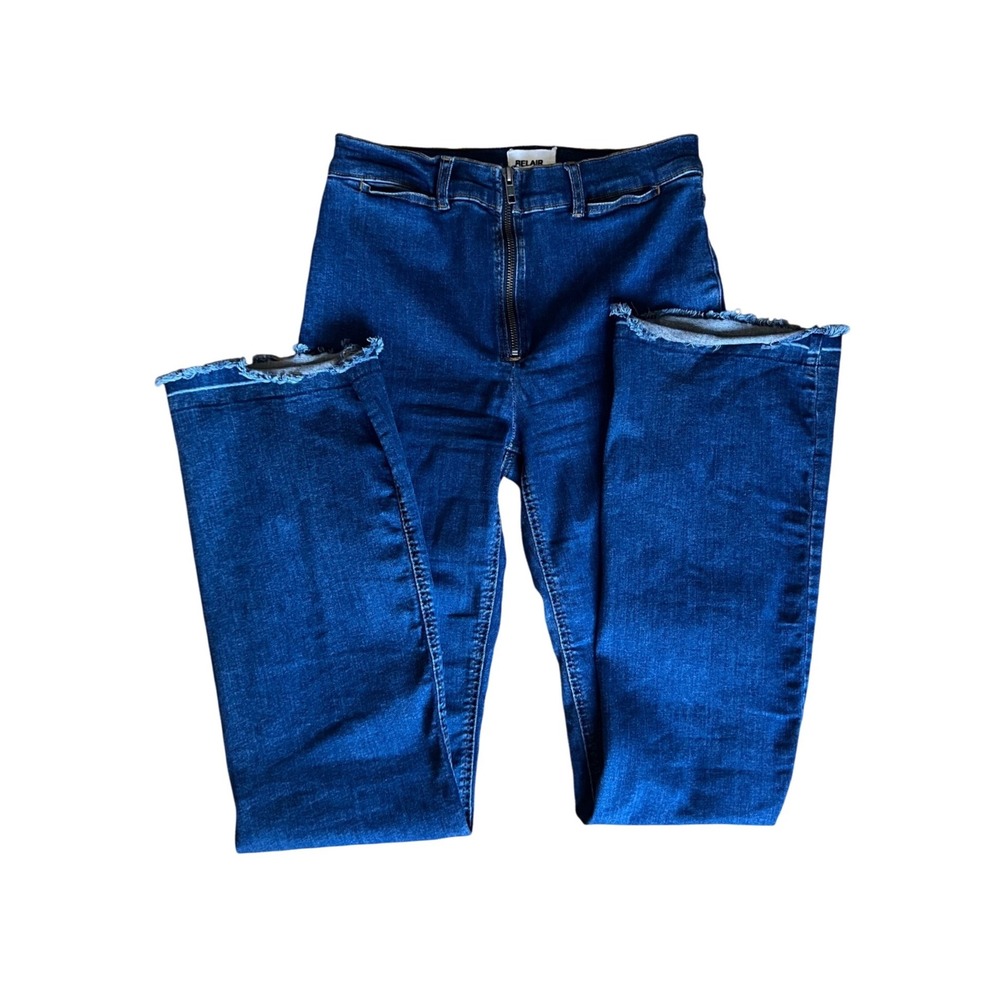 Bel Air Paris Plaisir High Rise Exposed Zip Flare Jeans Indigo T38 US 6